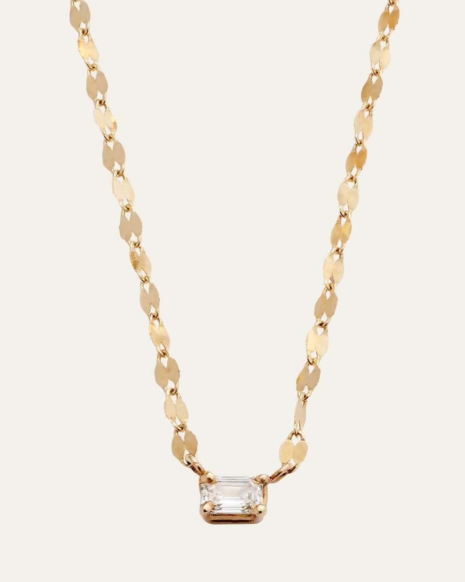 14k Gold Emerald-Cut Diamond Pendant Necklace