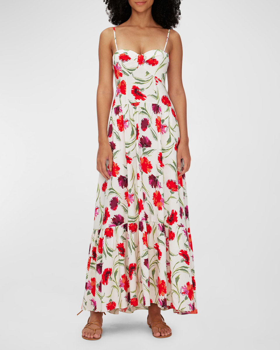 Etta Tiered Floral-Print Sweetheart Maxi Dress
