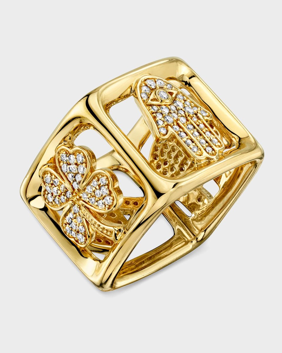 14K Luck Block Ring, Size