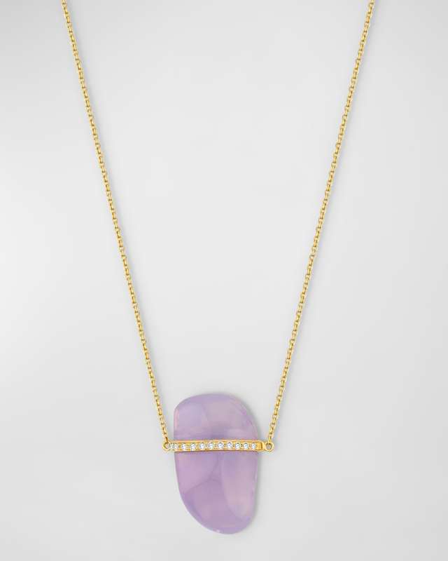 Lavender Moonstone Diamond Bar Necklace