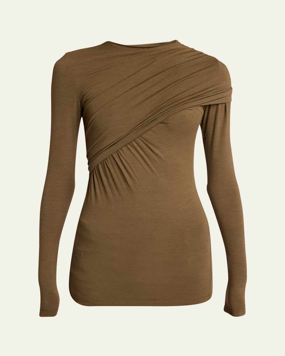 Asna Draped Wool-Blend Top