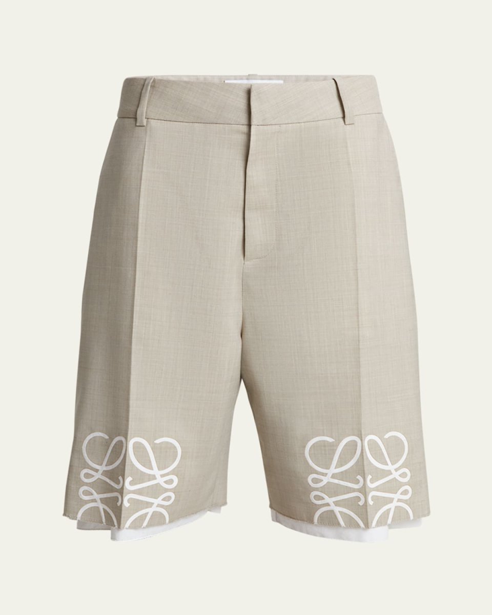 Long Tailored Shorts with Anagram Details