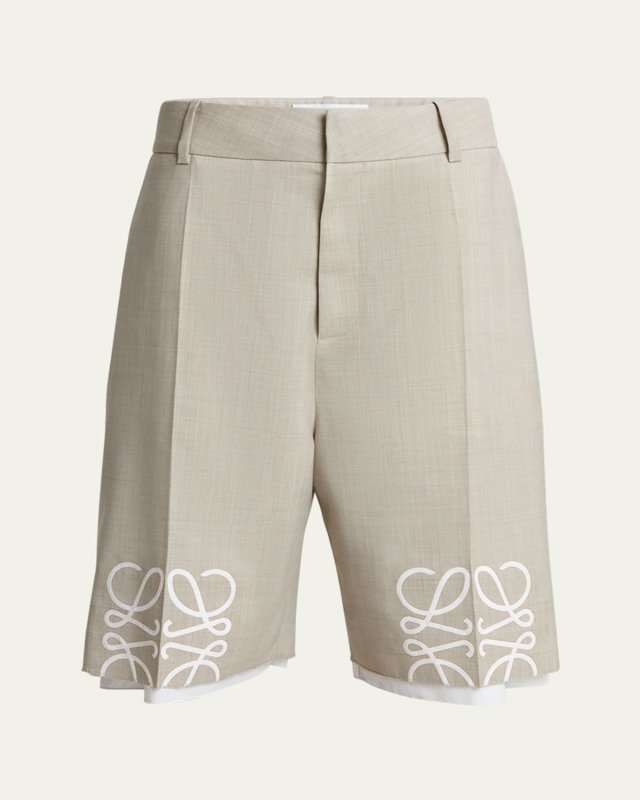 Long Tailored Shorts with Anagram Details