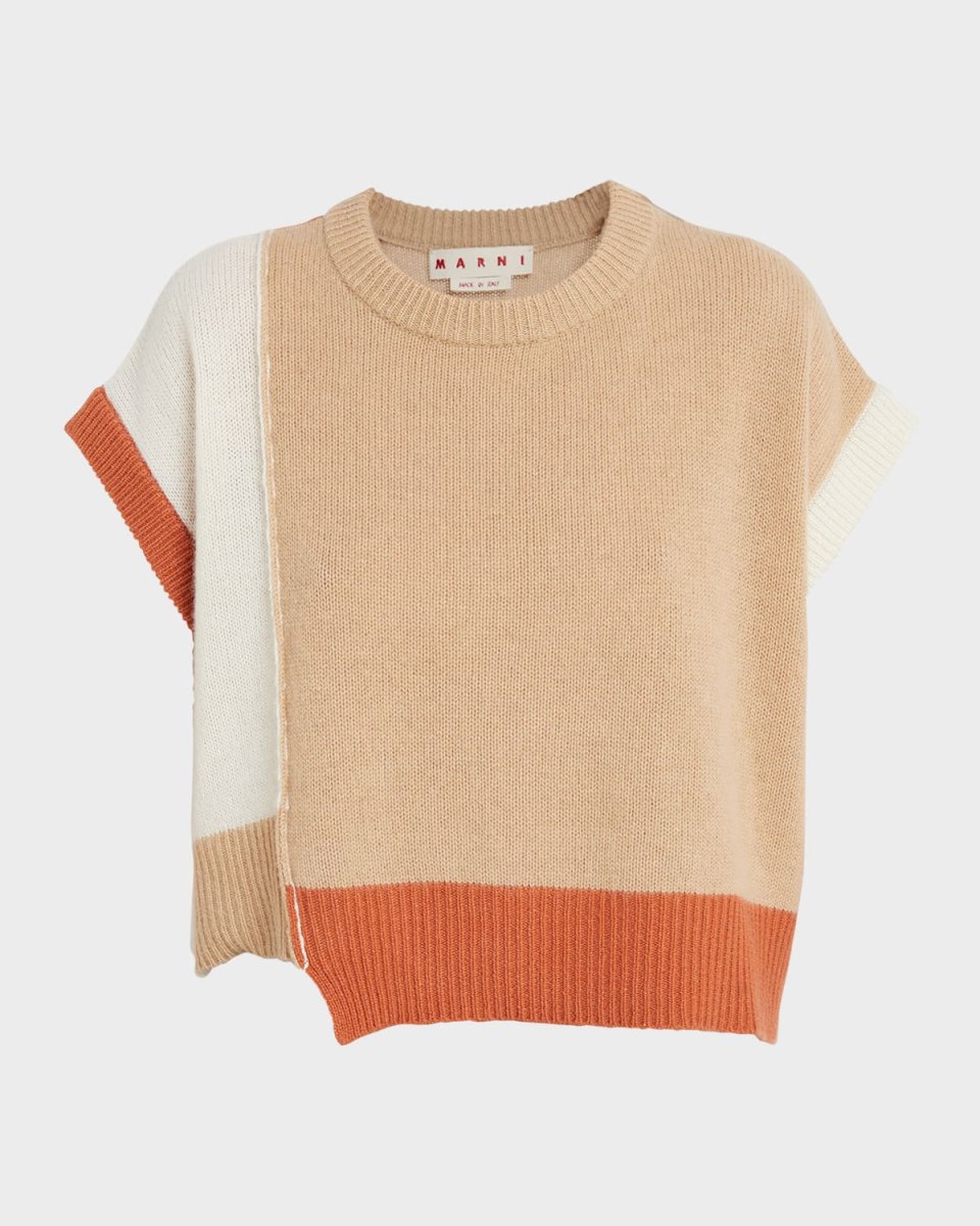 Asymmetric Colorblock Cashmere Sweater