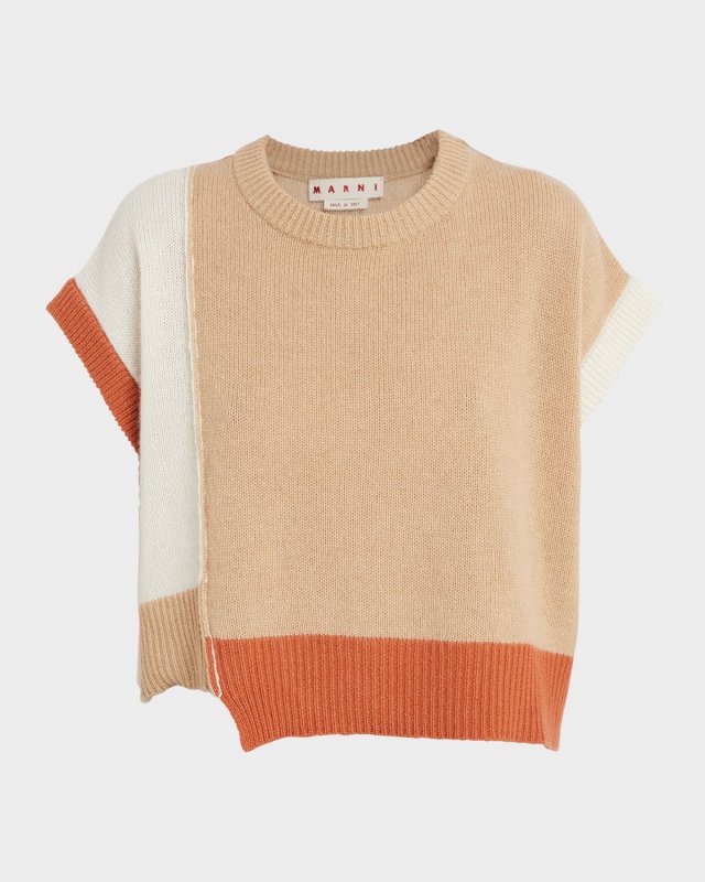 Asymmetric Colorblock Cashmere Sweater