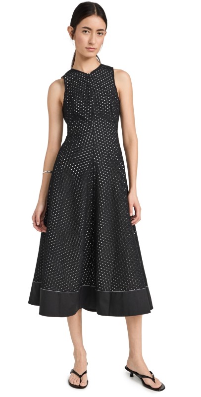 Proenza Schouler White Label Juno Dress In Broderie Anglaise Black/Off White