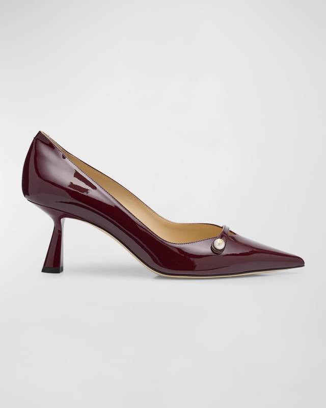 Rosalia Patent Pearly-Strap Pumps