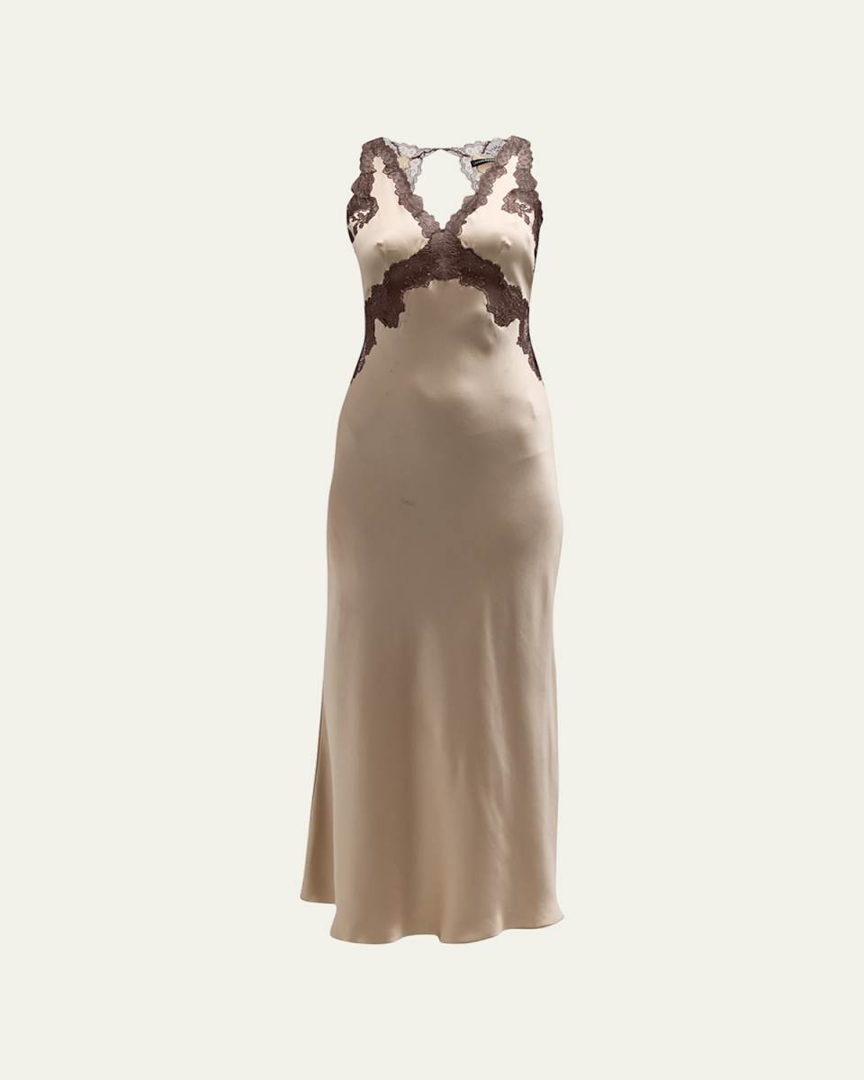 Lolita Open-Back Floral-Print Silk Nightgown