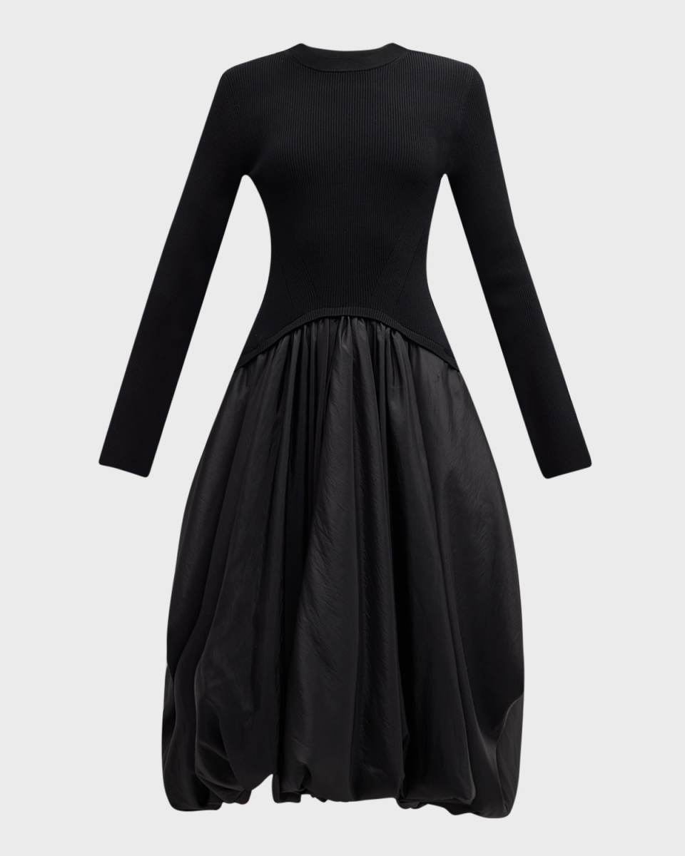 Kenlie Mixed Media Bubble Midi Dress