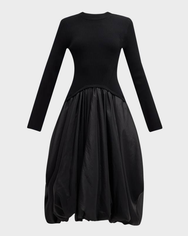 Kenlie Mixed Media Bubble Midi Dress