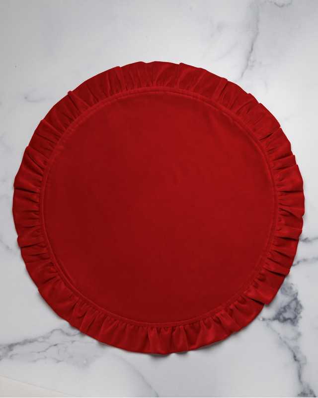 Round Ruffle Velvet Placemats, Set of 4