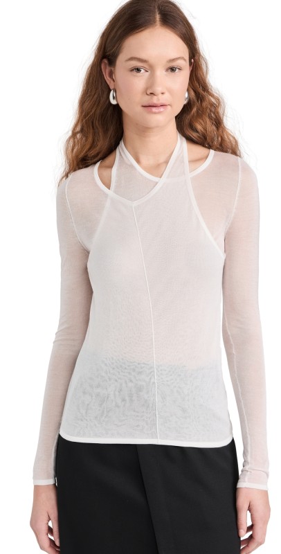 St. Agni Semi Sheer Loop Top White