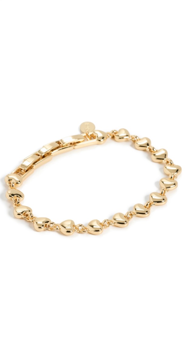 Clare V. Puff Heart Chain Bracelet Gold