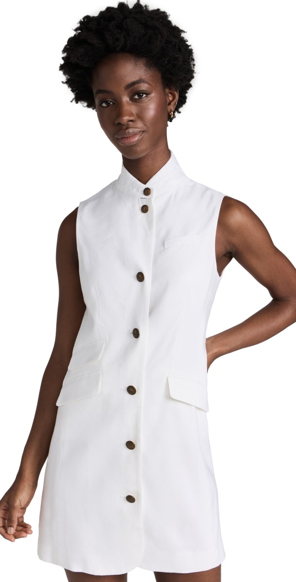 rag & bone Slade Linen Vest Dress White
