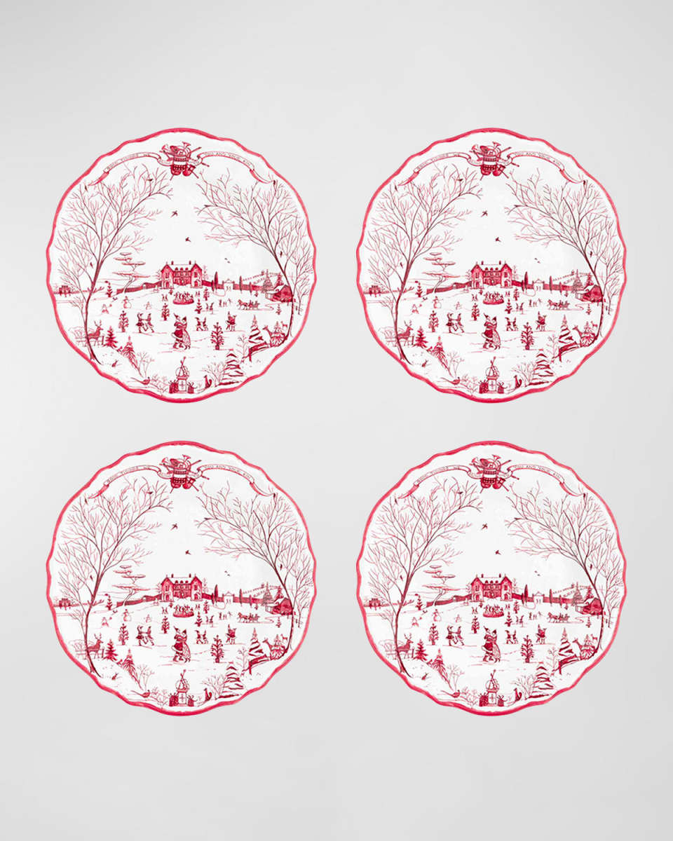 Country Estate Winter Frolic Melamine Dinner Plates, Set of 4