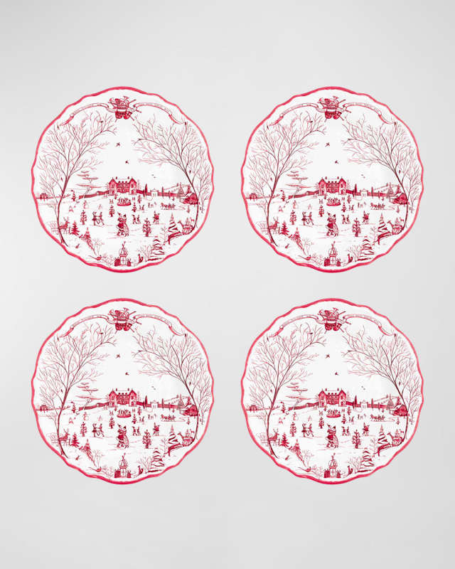 Country Estate Winter Frolic Melamine Dinner Plates, Set of 4
