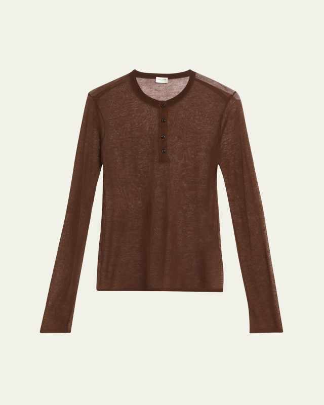 Sheer Henley Wool Top
