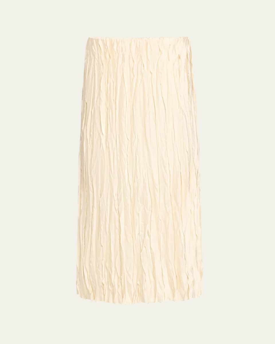 Crushed Bias Strip Midi Skirt
