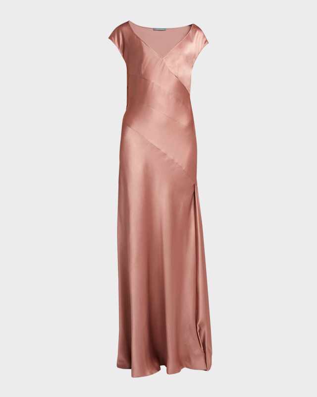 Satin Cap Sleeve Gown