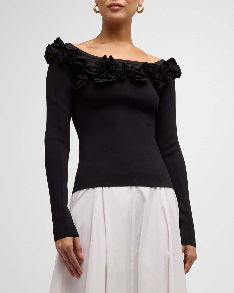 Off-Shoulder Top with Floral Detail