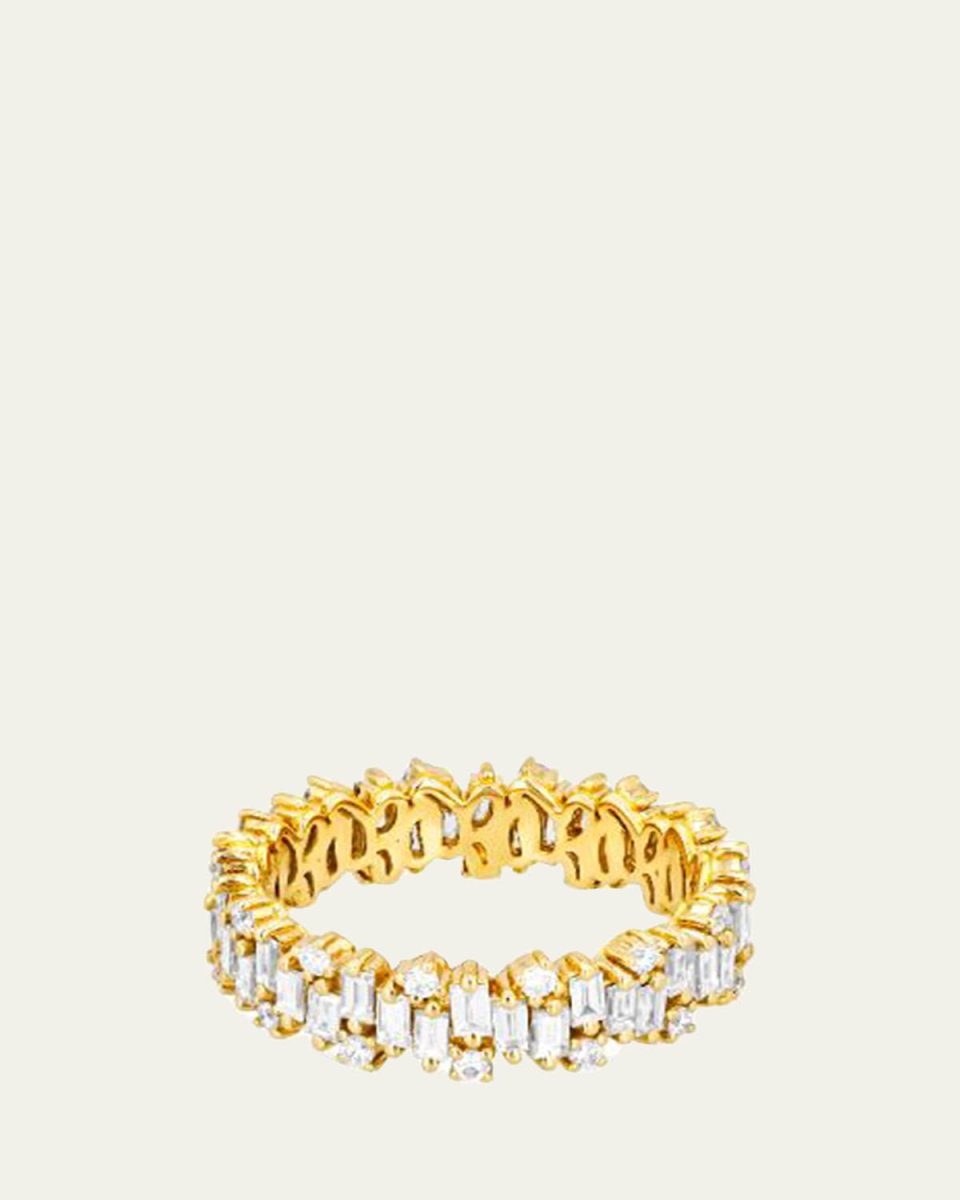 18k Gold Mixed-Cut Diamond Eternity Ring