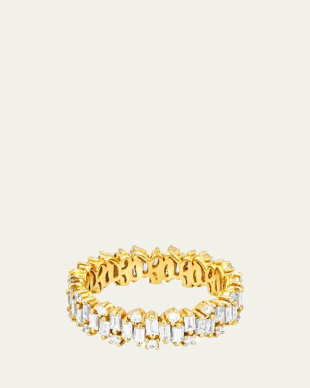 18k Gold Mixed-Cut Diamond Eternity Ring