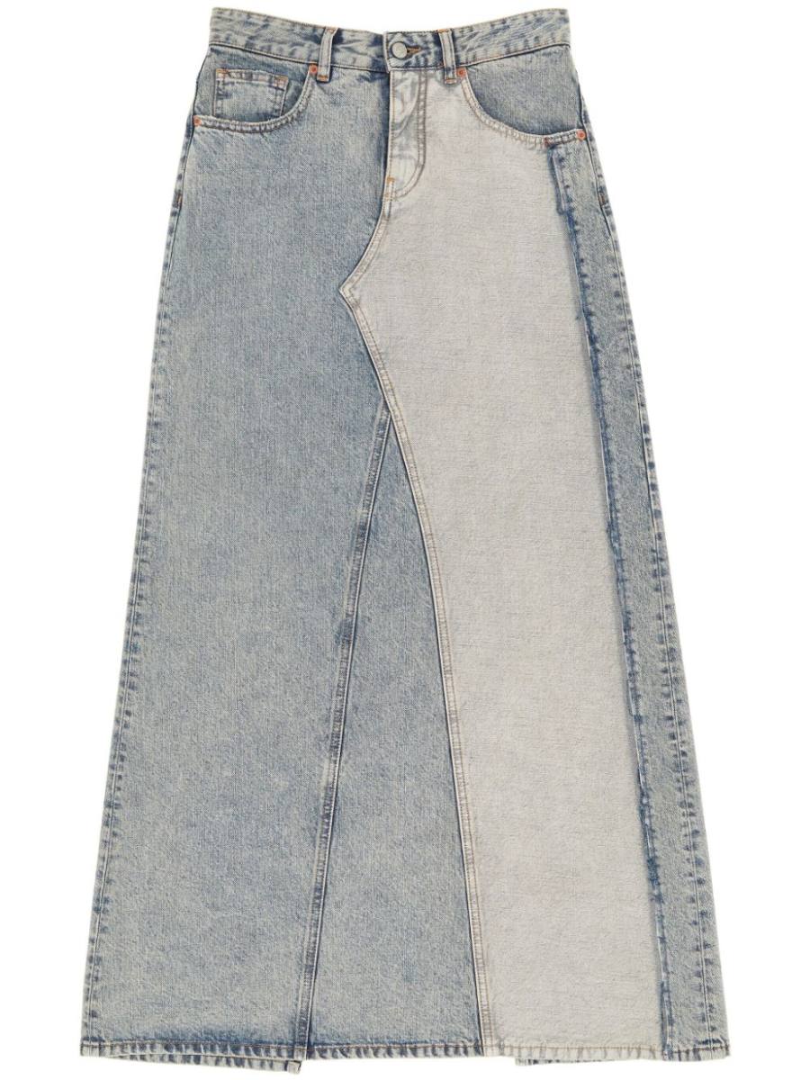 slit denim maxi-skirt