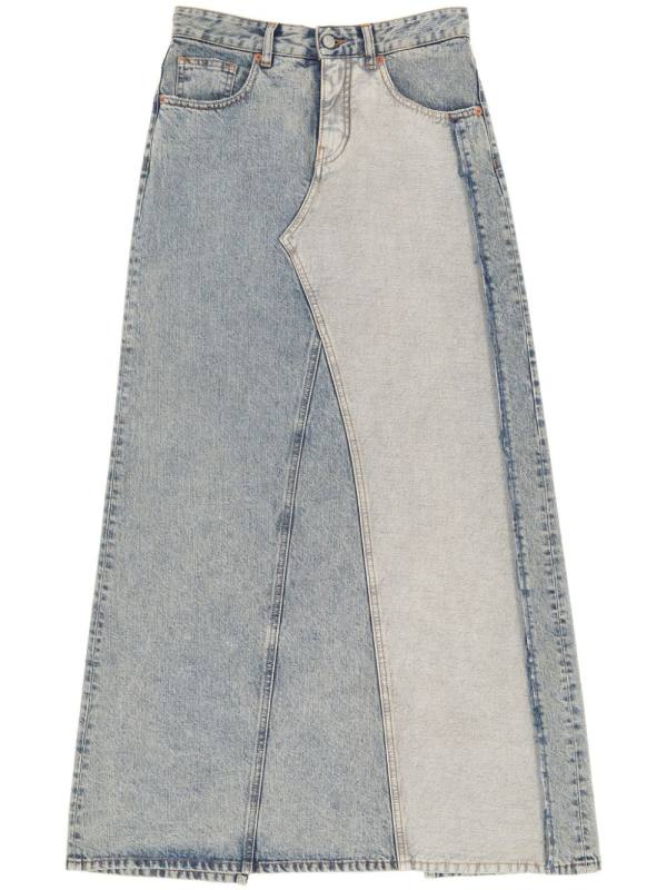 slit denim maxi-skirt