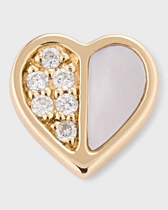 Diamond and Turquoise Inlay Baby Heart Stud Earring, Single