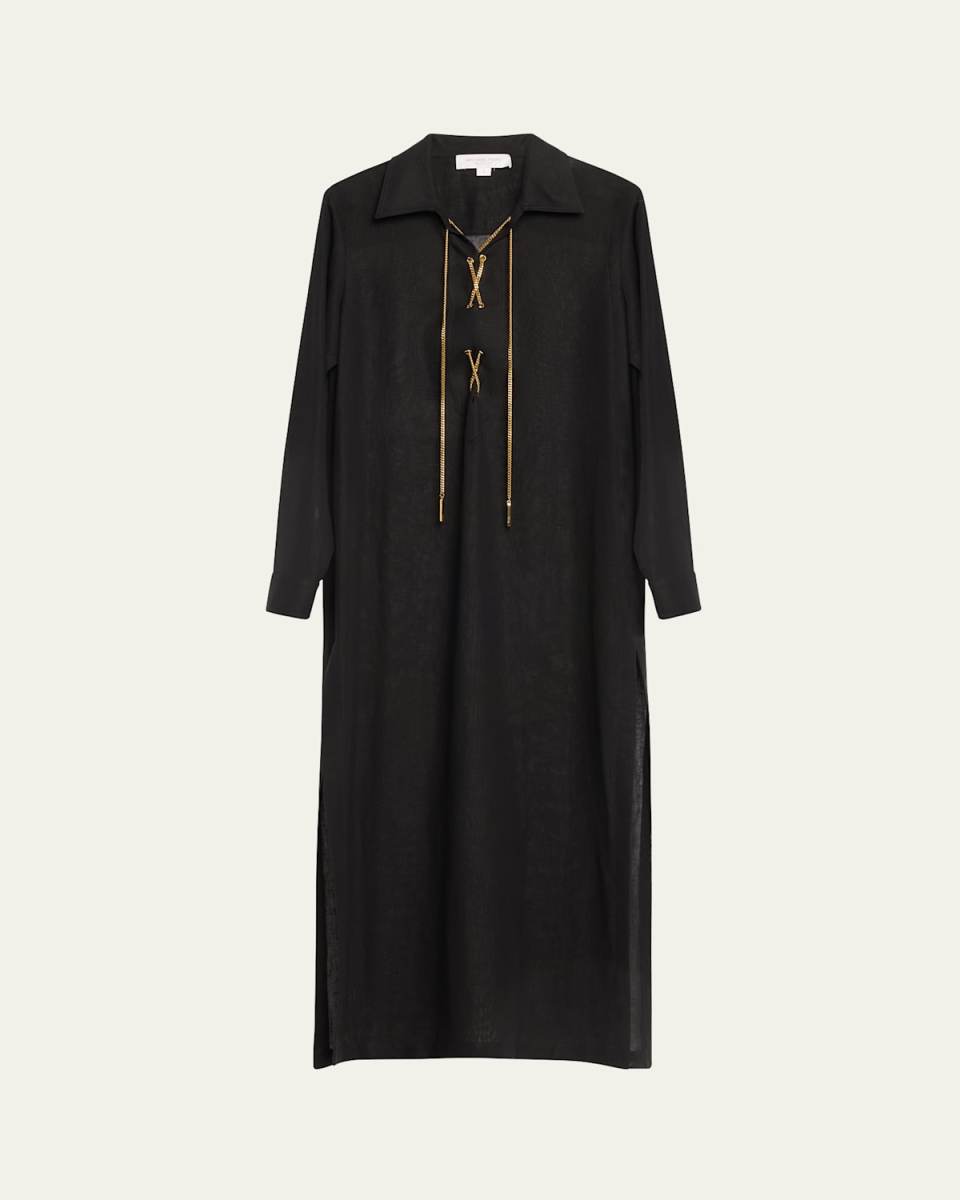 Garza Crepe Maxi Dress with Chain Lace-Up Detail