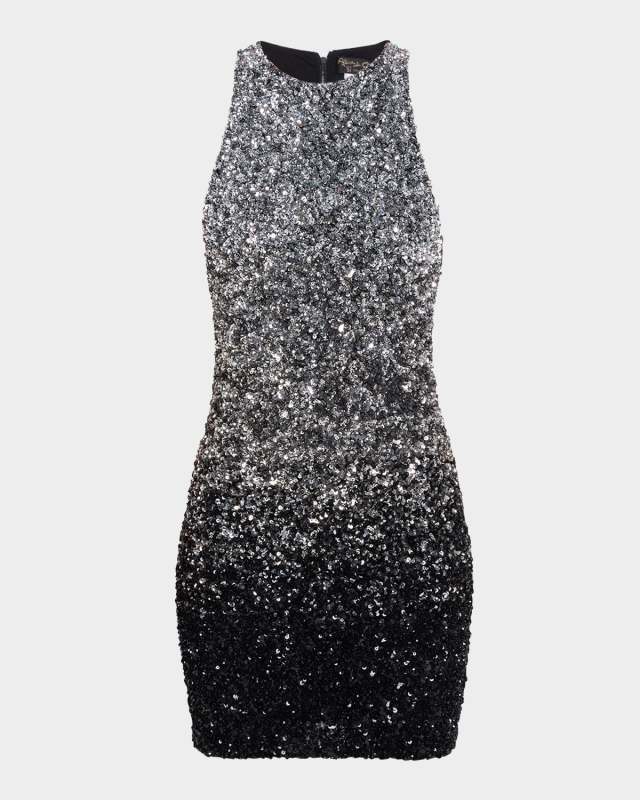 Pania Sequined Ombre Racerback Mini Dress