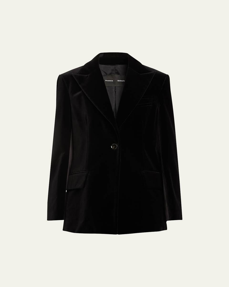 Nico Velvet Single-Breasted Blazer Jacket