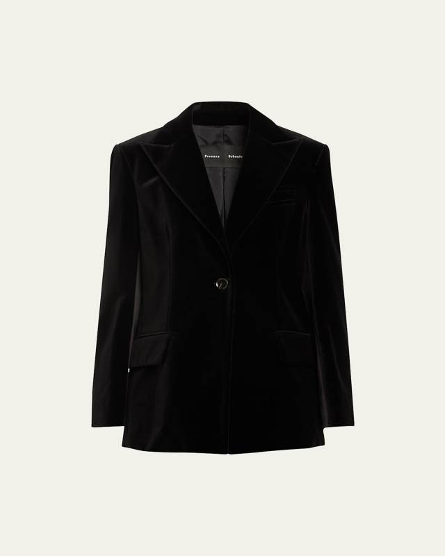 Nico Velvet Single-Breasted Blazer Jacket