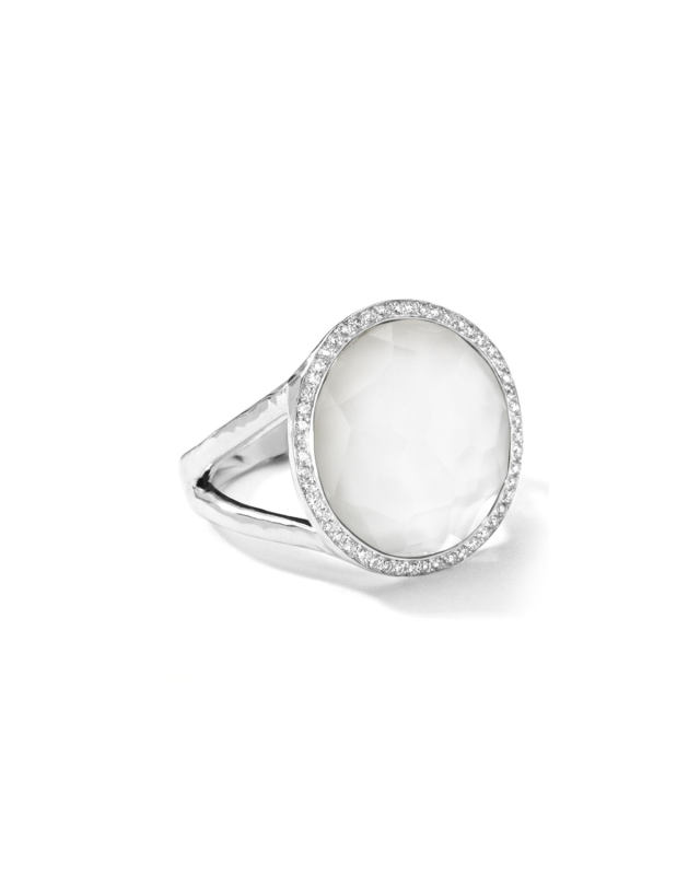Stella Lollipop Ring in Mother-of-Pearl Doublet with Diamonds, 0.23