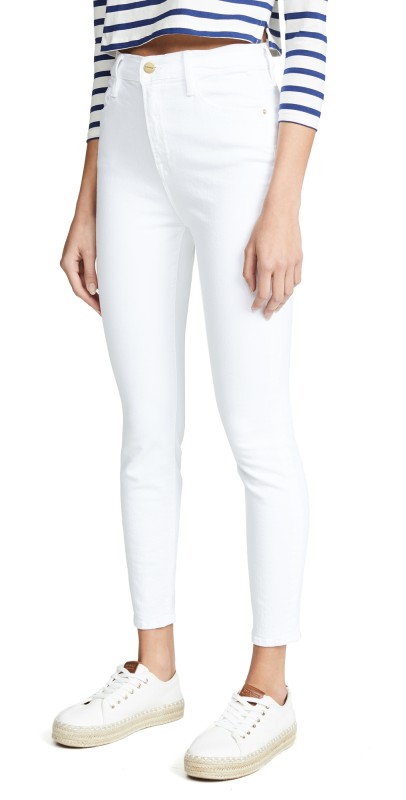 FRAME Ali High Rise Cigarette Jeans Blanc