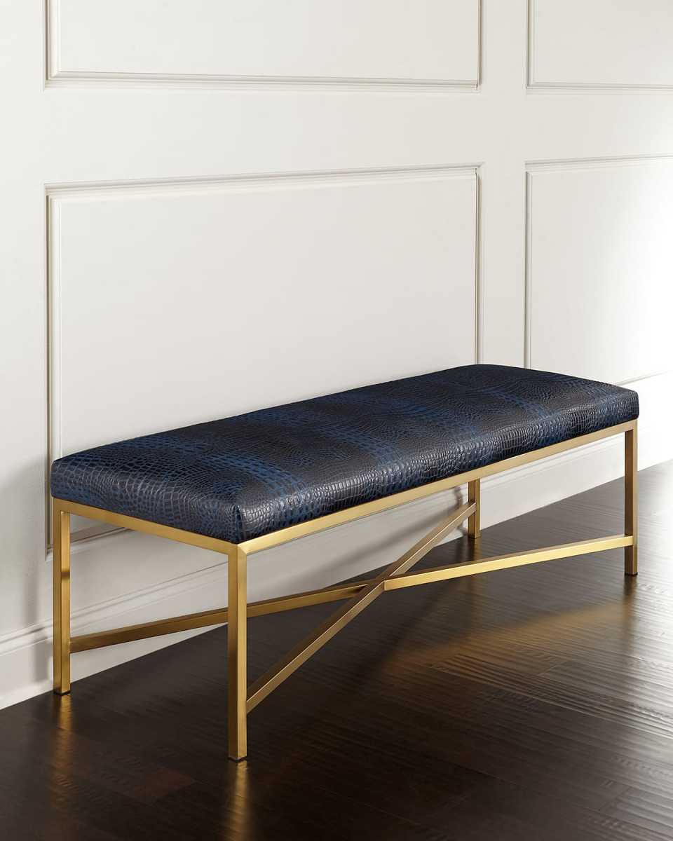 Toma Crocodile-Embossed Bench