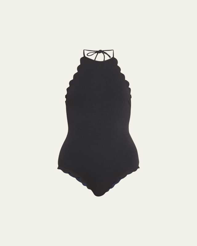 Mott Scalloped Halter Maillot
