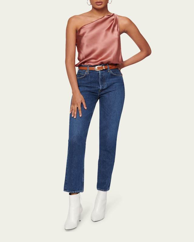 Darby Asymmetric Charmeuse Bodysuit