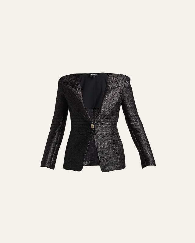 Metallic Rafia Motif Blazer