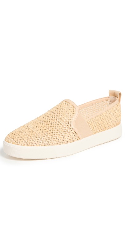 Vince Blair Raffia Slip On Sneakers Natural