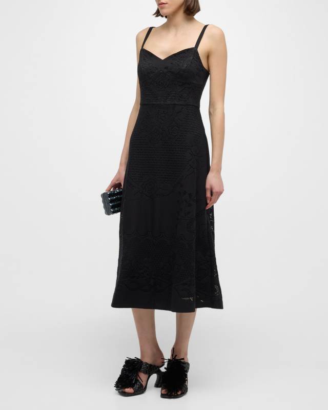 Willow Floral Lace Sweetheart Midi Dress