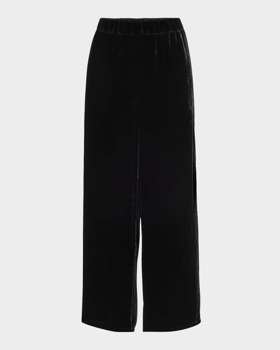 Cropped Wide-Leg Velvet Pants
