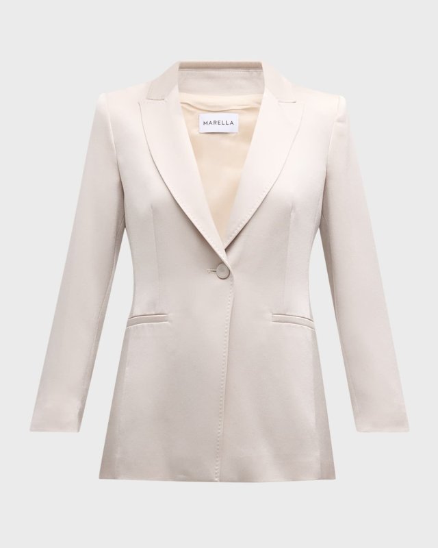 Carrara Single-Button Pick Stitch Blazer