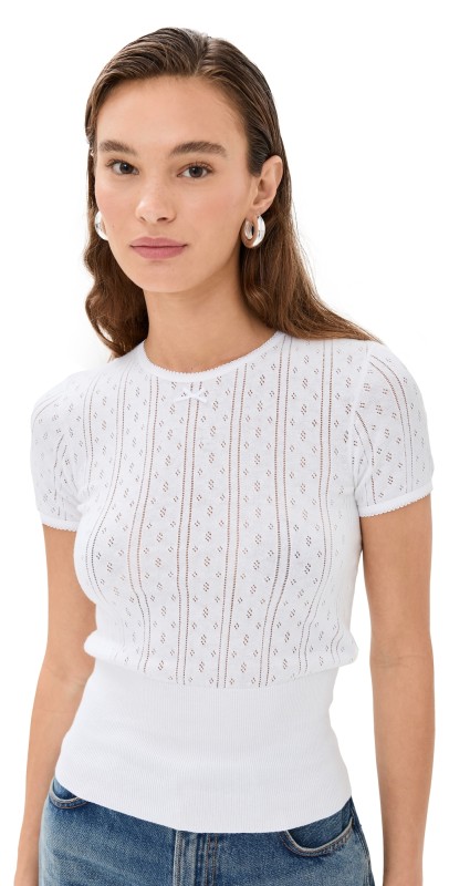 JW Anderson Pointelle Cap Sleeve Top White