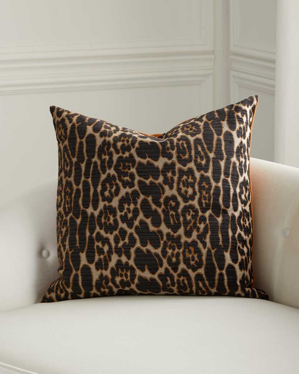 Ellina Espresso Leopard-Pattern Pillow,