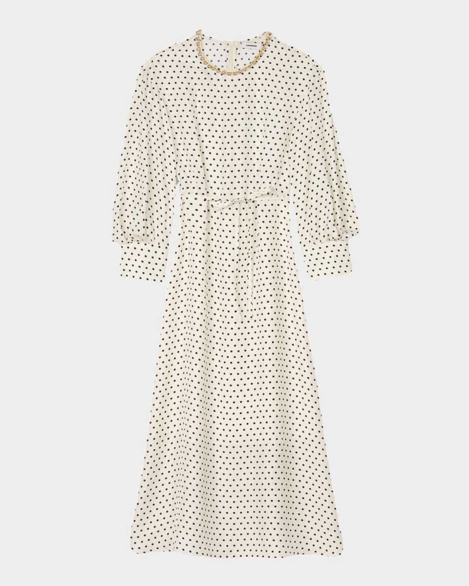 Philosophie Embellished Polka Dot Midi Dress