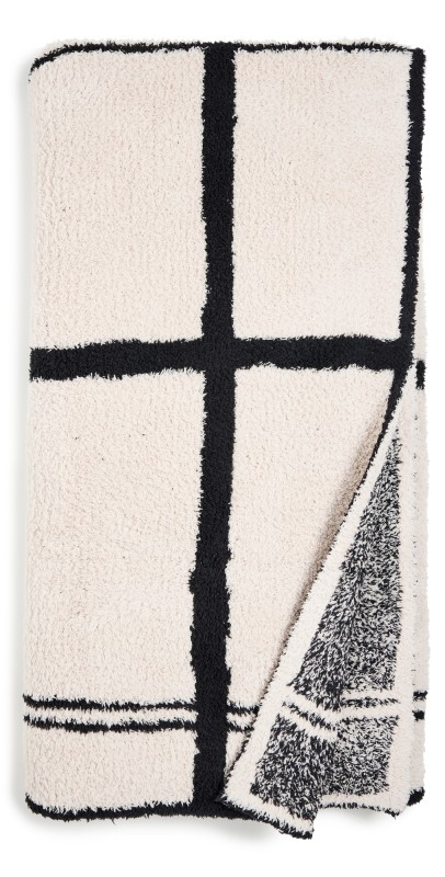Barefoot Dreams CozyChic Grid Plaid Throw Stone/Black