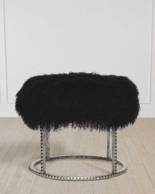Stud Silver Leaf Pouf