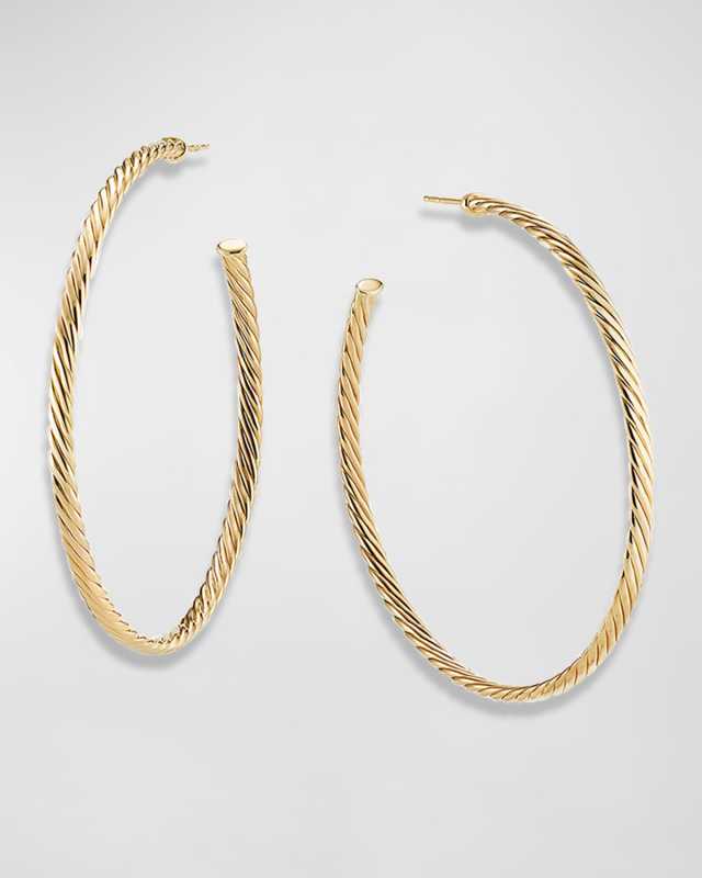 Sculpted Extra-Large Cable Hoop Earrings in 18K Yellow Gold