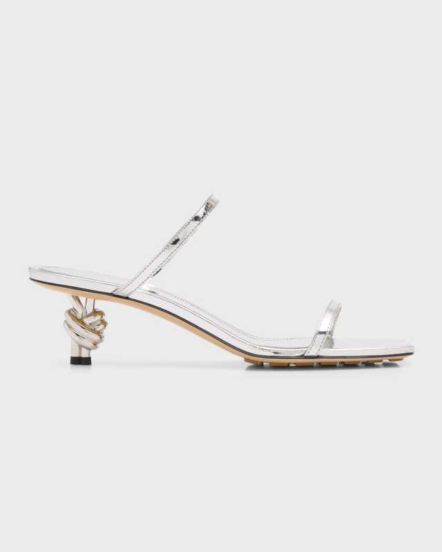Metallic Two-Band Knot Slide Sandals